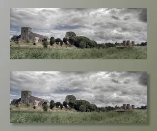 景观，云团，城堡，草，老，教堂，文化遗产