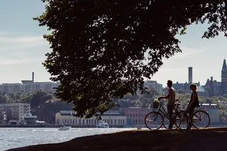 现代建筑,树,街道,摩托车,洛桑,单车