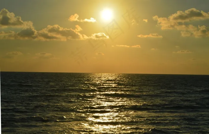 日落，海，以色列，地中海