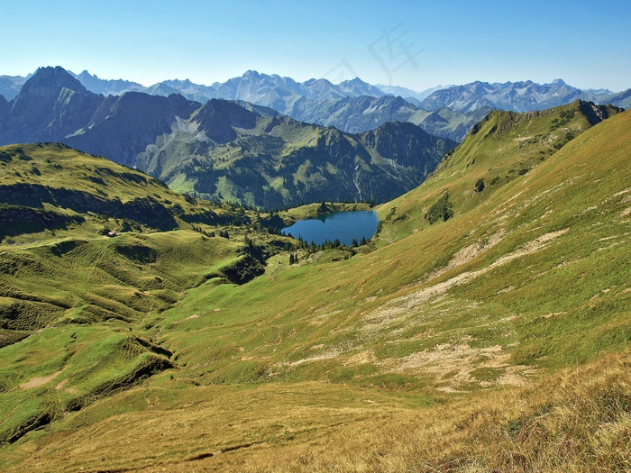 Seealpsee，指针鞍，福格霍恩，高山，山