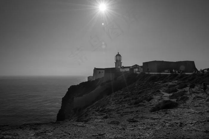 建筑,海洋,山峦,失事船残骸,桥梁,黑色和白色的阳光斗篷