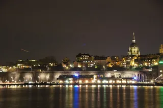 夜，水，光，镜像，Lichtspiel