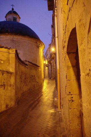 意大利，西西里岛，莫迪卡，晚上，暮光之城，老城