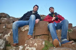 摄影师，人，岩石，岩层