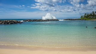 环礁湖，柯奥利纳岛，瓦胡岛，夏威夷，波浪，岩石，海滩