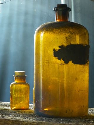 玻璃，瓶，旧，药瓶，透明