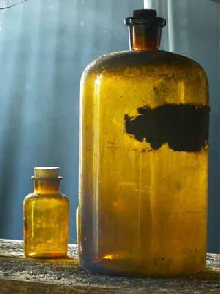 玻璃，瓶，旧，药瓶，透明