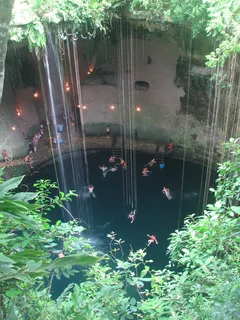 Cenote，洞穴，犹加敦，墨西哥，游泳，岩，洞穴