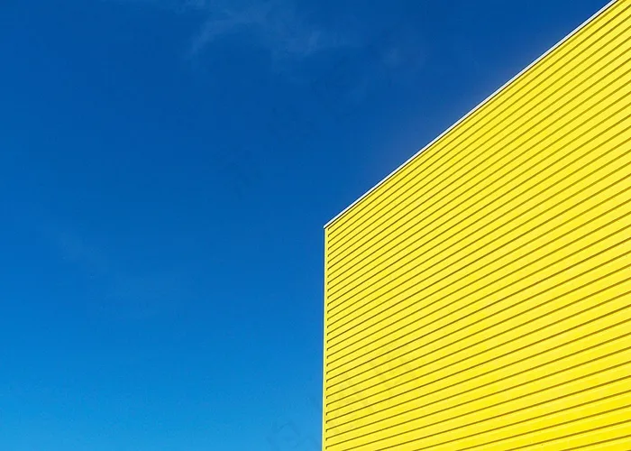 对比，蓝色，黄色，建筑，天空，体系结构