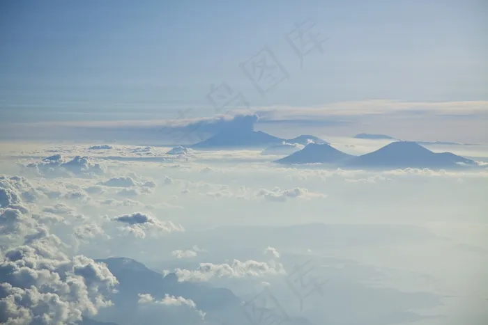 山，高峰，首脑会议，云团，高，海拔高度，天空