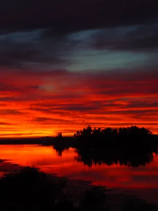 日落，橙色，反射，无限，广阔