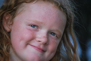 女孩，微笑，脸，红头，年轻，快乐，女性