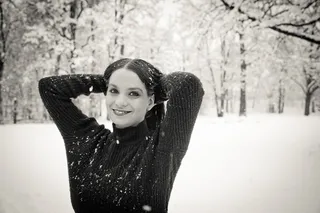 黑白，摄影，冬天，女孩，年轻