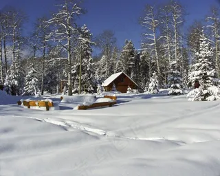 牧场建筑，木制，建筑，美丽，冬天