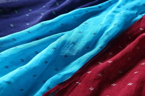 围巾，颜色，深蓝色，浅蓝色，红色，亚麻，线