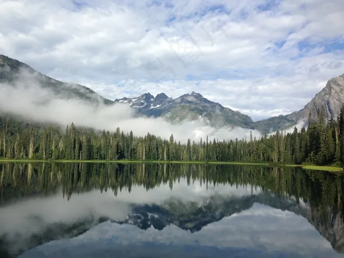 森林，加拿大，湖泊，景观，山，水