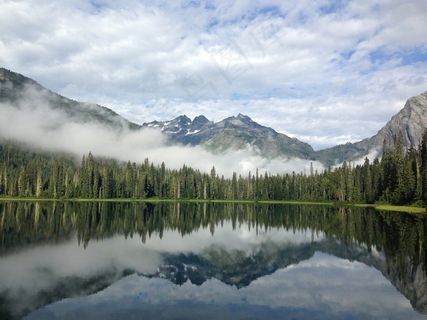 森林，加拿大，湖泊，景观，山，水