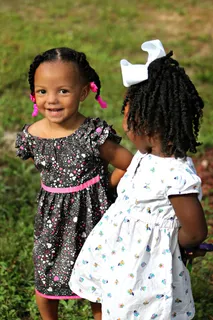 儿童，年轻，女孩，快乐，微笑，播放，一起