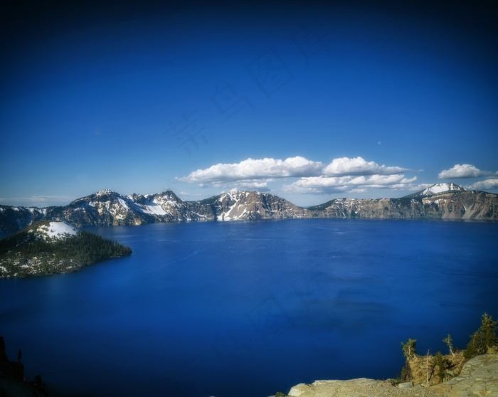 火山口湖，水，俄勒冈，目的地，天空，云