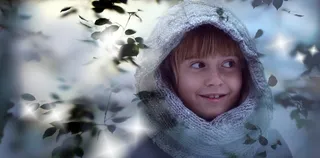 快乐，儿童，人类，女孩，森林，雾，矮人，微笑