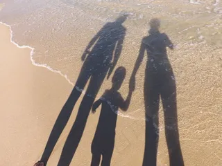 家庭，阴影，大海，海边，海滩，夏天，假期