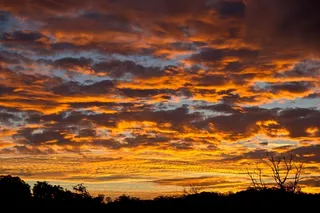 日落，天空，粉色，橙色，蓝色，云团，分层