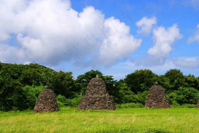 济州，石文化公园，巨石，石塔，旅行