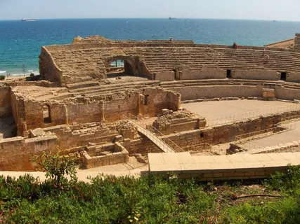 露天剧场，纪念碑，城市，海，加泰罗尼亚