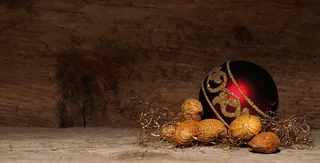 圣诞节装饰品，花生，坚果，木材，装饰