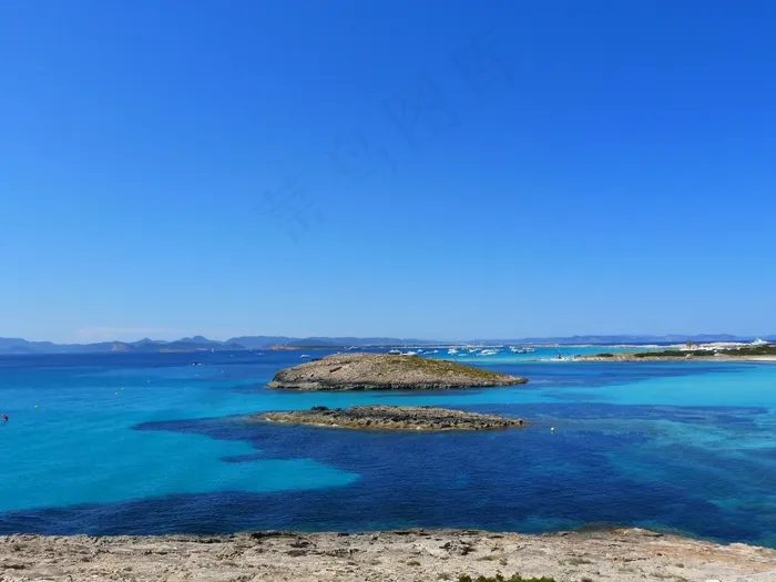 伊维萨岛，海，岛，夏天，蓝色的大海，自然