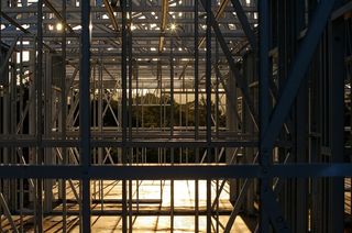 钢架，框架，日落，几何，钢，线