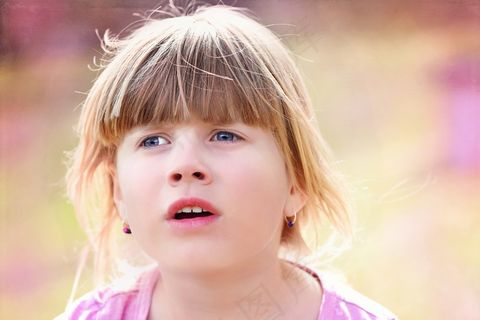 人的，孩子，女孩，脸，视图，金发，肖像