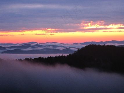 山，日落，日落景观，户外，云