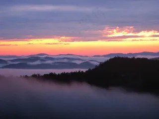 山，日落，日落景观，户外，云