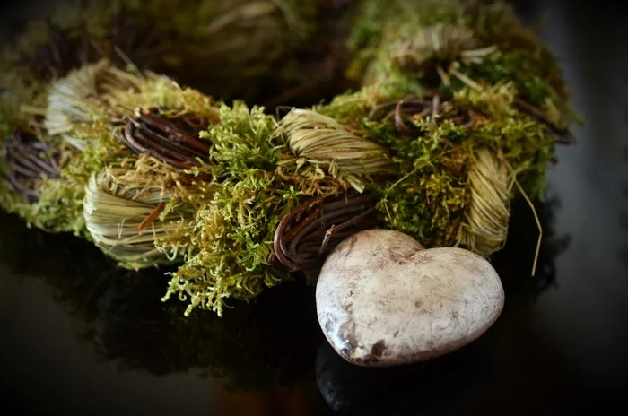 心，花圈，哀悼，装饰，秋季