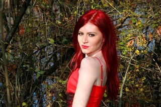 女孩，秋季，森林，红头发，美女，植被