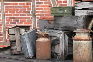 库存，牛奶罐，盒子，商品，贸易，行李