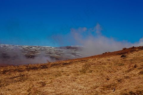 瀑布,天空,风景,树,草原,风景与山与烟