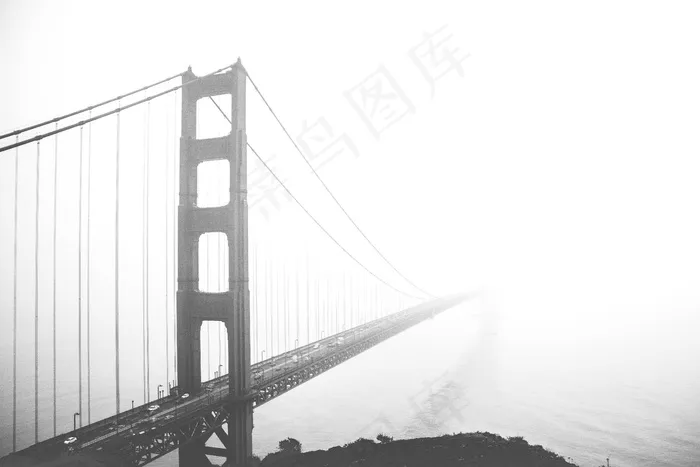 桥梁,金属栏杆,贝雷桥,吊桥,窗户,金门大桥的黑白图像
