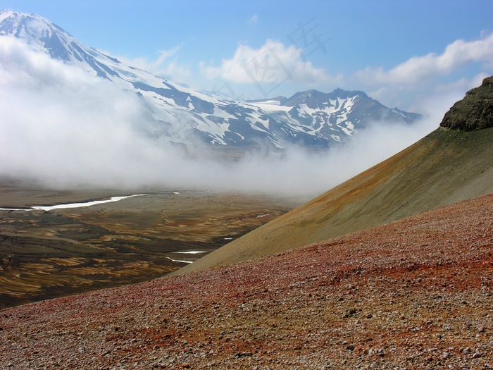 阿拉斯加，景观，景区，山，雪，天空，云