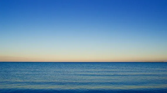 地平线，海，蓝色，水，日落