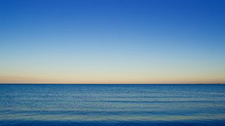 地平线，海，蓝色，水，日落