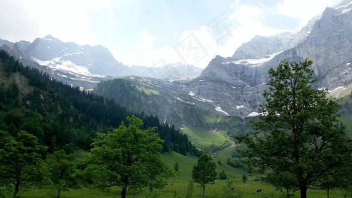 山脉，徒步旅行，查看，Karwendel，景观