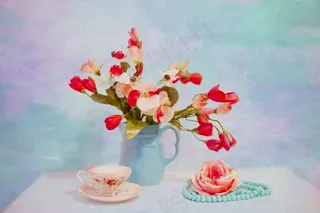 鲜花，静物，生活，花的，花束，粉红色