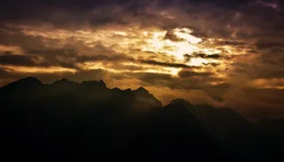 景观，山，云，天空，阳光，日出