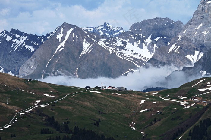 瑞士，高山，山脉，全景图，展望