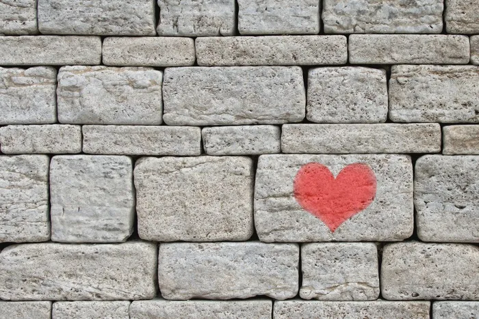 石头，墙，心，灰色，背景，绘，爱