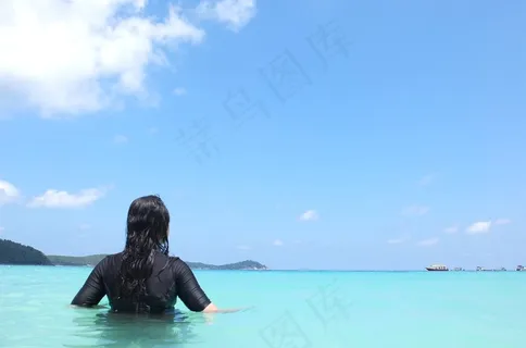 海，女神，蓝色，天空，夏天，岛，海景