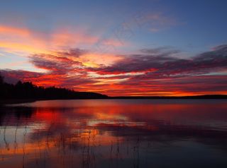 极光，天空，湖泊，水，景观，景区，自然