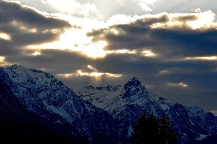 景观，山，山峰，雪